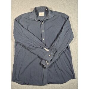Todd Snyder Dress Shirt Mens 16 32/33 Blue Polka Dot Long Sleeve Button Up